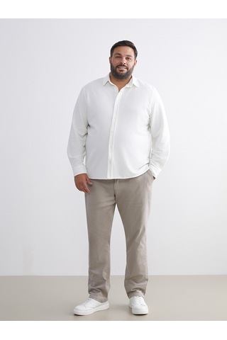 Lcw Vision Beyaz Büyük Beden Slim Fit Uzun Kollu Erkek Gömlek