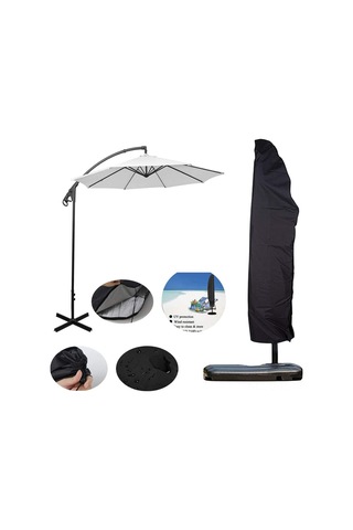 Aubyhe 9-13 Ft Kasa Kollu Şemsiye Kılıfı, Siyah, Zipli Ve Çekmeceli, Yağmur Ve Rüzgar Direnci, Uv Koruma, 210 Oxford Kumaşı