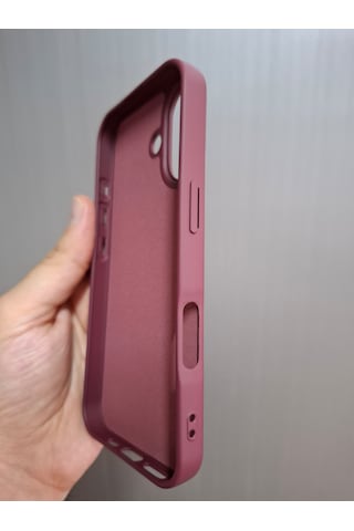 Apple Uyumlu iPhone 17 Logolu İçi Kadife Silikon Lansman Kılıf Bordo