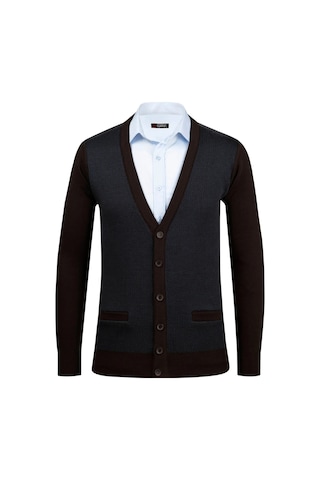 Çizgi Triko Erkek Büyük Beden Desenli Kol Ve Bel Lastikli Çelik Örgü Triko Hırka 5014mb Kahverengi Kahverengi