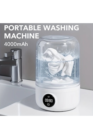 Fochsia Beyaz 4000mah Usb Şarjlı Mini Çamaşır Makinesi