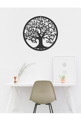 Metal Hayat Ağacı Duvar Dekorasyonu Siluet Sanatı Hediye İç Mekan Dış Mekan Bahçe Ev Dekorasyonu Siyah, 30x30cm 30 30cm