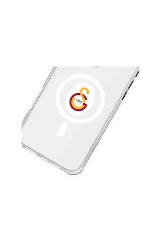 Apple Uyumlu iPhone 16 Pro Galatasaray Magsafe Parçalı Logo Şeffaf Telefon Kılıfı