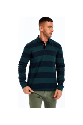 AR-MA Arma Erkek Örme Ribanalı Regular Fit Çizgili Polo Yaka Sweatshirt %95 Pamuk %5 Elastane K30554952902 Yeşil