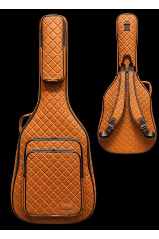 Kahverengi Profesyonel Gigbag Klasik Gitar Kılıfı-çantası-kahverengi Kapitoneli Suni Deri