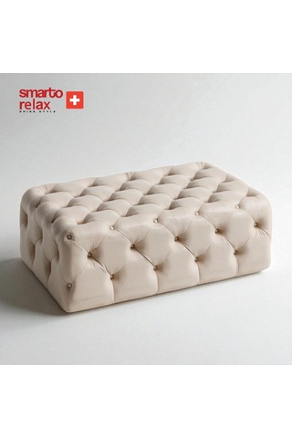 Smarto Relax Puf Swiss Style Puf Guarda Ayaksız Kapitoneli Dekoratif 80x45x45 Cm Ayaksız Kapitoneli Dekoratif Puf Bej