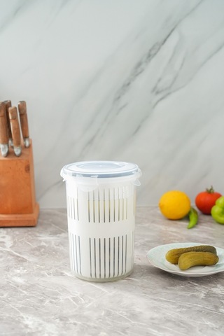 Süzgeçli Kilit Kapaklı Zeytin Turşu Saklama Kabı Mikrodalgada Kullanıılabilir 1500 Ml G-16 Plast Diğer