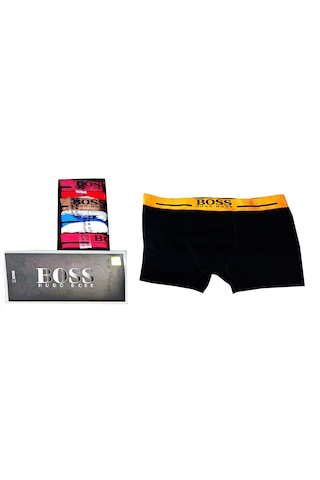 Hugo Boss 5" Li Erkek Boxer Set Fit Kalıp Beyaz - Gri Melanj - Siyah