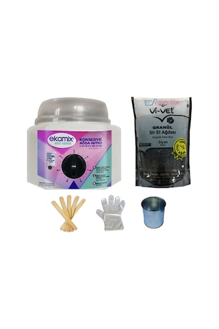 Ekamix Sir Ağda Makinesi + Vivet Granül Siyah Ağda 1 KG + Cezve