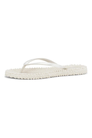 Ilse Jacobsen Creme Cheerful01 - Krem Simli Parmak Arası Terlik-6947 Krem