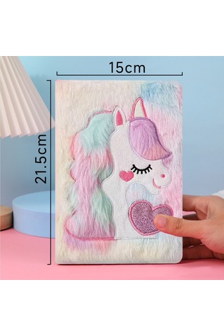 Tek Boynuzlu At Sevimli Peluşdefter Pembe