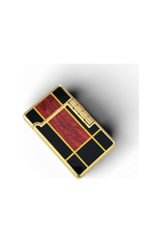 Premium Gold Detaylı Ahşap Desenli Lüks Metal Çakmak - Koleksiyonluk Tasarım