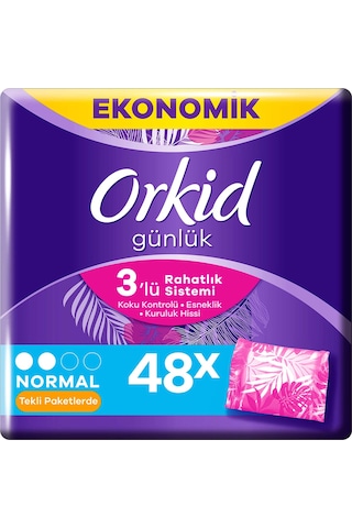 Orkid Günlük Koruma Tekli Paketlerde Günlük Ped 48'li