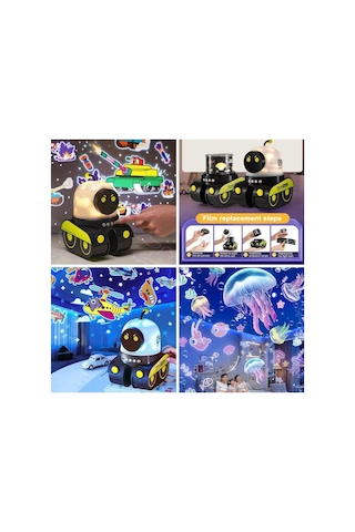 Robot Spacewalker Led Projeksiyonlu Gece Lambası Bluetooth Hoparlör Night Light Projector