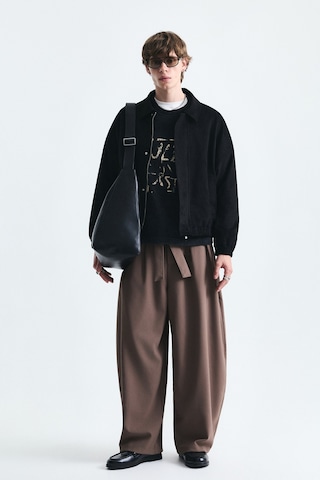 Vamos Oversize Polo Yaka Suni Süet Mont Siyah