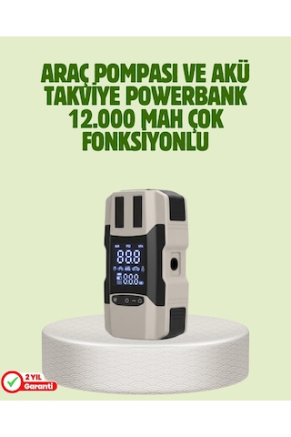Araç Akü Takviye Cihazı Ve Lastik Şişirme Pompası 12.000 Mah Cn