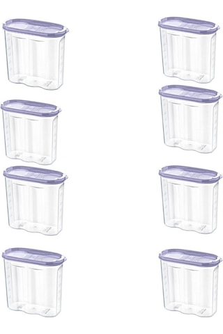 Buffer® 8 Adet 2 Kapaklı Ölçekli Erzak Saklama Kutusu Kabı 17 L Çok Renkli