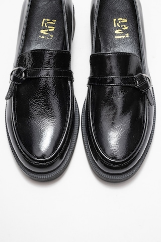 Luvishoes Luvi Shoes Galea Siyah Rugan Tokalı Hakiki Deri Kadın Loafer Ayakkabı SİYAH RUGAN