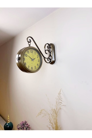 Eskitme Metal Antique İstasyon Saati 36 X 25 Cm