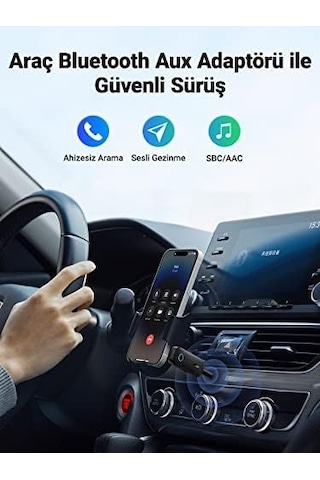 Bluetooth 5.0 Verici 3.5mm Ve Dahili Mic Araç Mikrofon Bluetooth Adaptörü İle 2&apos Si 1 Arada Alıcı Siyah
