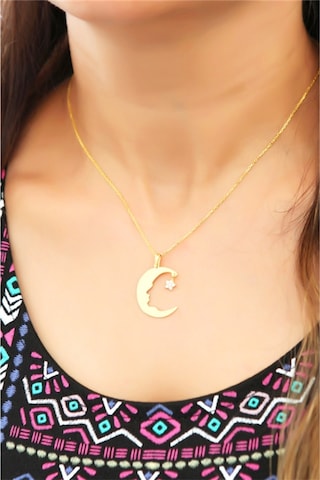 Gümüş Ay Yıldız Atatürk Silüeti Kolye (203761703)