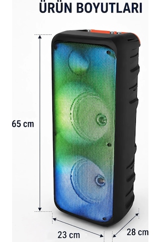 Diğer - Siyah - Blic Bls-49 16w Rgb Bluetooth Mikrofonlu Kumandalı Kareoke Kablosuz Hoparlör