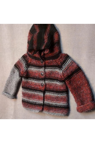 Uretti - Talia 8659 - 3988 El Örgüsü Kapüşonlu Erkek Çocuk Hırka - 1 Yaş Çok Renkli