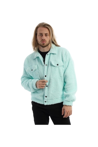 Erkek Kıvırçık Peluş Cıt Cıt Kapamalı Ceket Mint Mint Yeşili