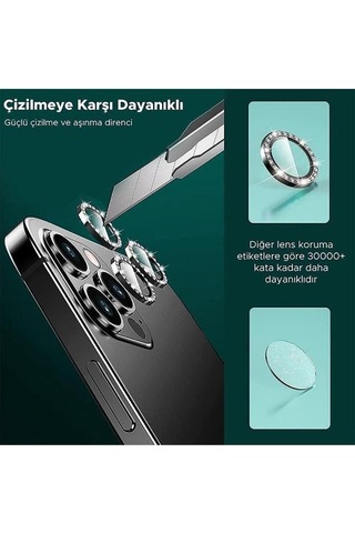 Binano Apple Uyumlu iPhone 11 Pro/11 Pro Max/12 Pro Taşlı Siyah Kamera Koruyuc