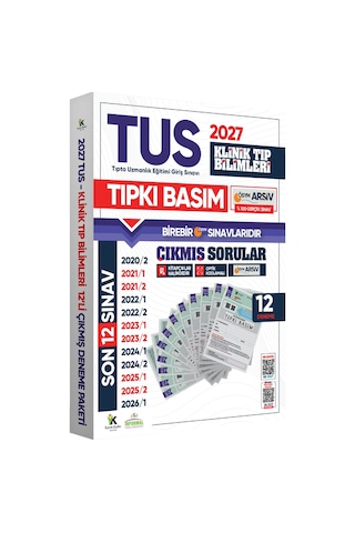 Karakutu Yayınları 2027 TUS Klinik Tıp Bilimleri ÖSYM Çıkmış Soru Tıpkı Basım Son 7 Yıl 12li Deneme Kitapçığı
