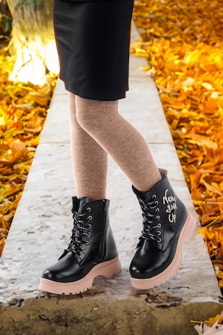 Kiko Kids Termo Taban Kız Çocuk Bot 610 Çatlak Siyah - Pudra
