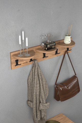 Askılık Duvar Elbise Askılığı Portmanto 80 Cm Ceviz Diğer