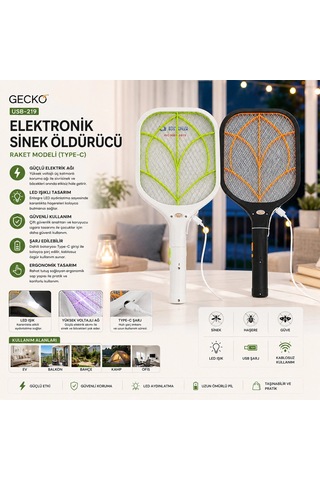 Usb-219 Raket Modeli Type-c Elektronik Sinek Öldürücü Cız Makine Tgb-8097a 5580