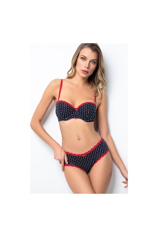 Miorre Push-Up Dolgulu Straplez Puantiyeli Sütyen Takım Lacivert
