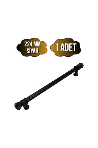 Nobel Akyaka Çizgili Siyah Metal Dolap Kulpu Mobilya Ve Mutfak Dolap Kulpu Siyah 224mm 1 Adet Siyah