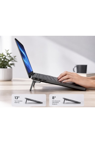 Katlanabilir Yükseltici Laptop Standı Gri