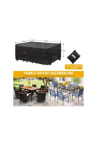 Bahçe Mobilyası Örtüsü, 150-90-74cm, Ağır Hizmet Oxford Kumaş, Su Geçirmez, Dış Mekan Veranda Masa Örtüsü, Çok Renkli