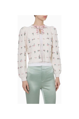 Almi Alice And Olivia Çiçek Işlemeli Örgü Hırka Beyaz