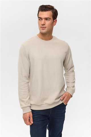 Süvari Ekru Regular Düz Bisiklet Yaka Sweatshirt Ekru