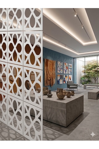 Lazer Kesim Paravan, Ahşap Separatör, Oda 4'lü Panel Levha Model22 40 X 40 Cm