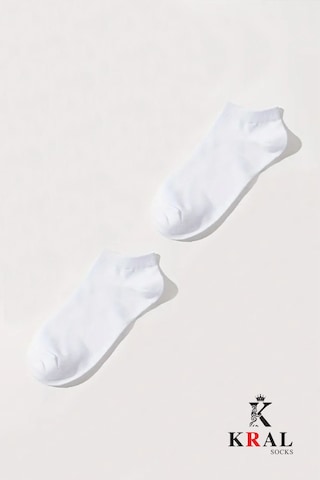 Kral Socks Kadın - Erkek 10 Çift Düz Desen Ekonomik Bilek Boy Patik Çorap Beyaz
