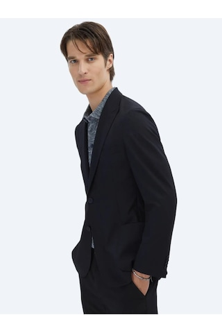 Kip Siyah Desenli Modern Fit Ceket Siyah