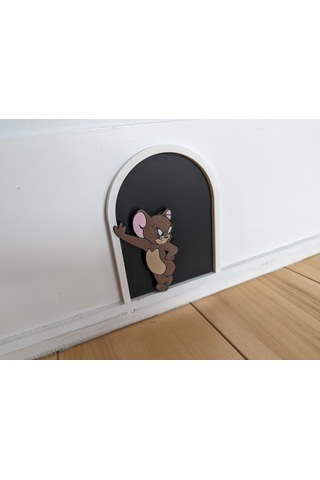 3d Baskı Kedi Ve Fare Figürlü Dekoratif Duvar Deliği Süsü Çocuk Odası Duvar Dekoru