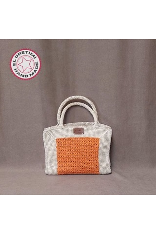 Uretti - Volkan 4975 9340 El Yapımı Kağıt İp El Çantası Krem