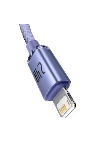 Baseus Crystal USB to Lightning Hızlı Şarj Kablosu 1.2m mor