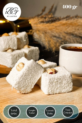 Sütlü Fındıklı Çifte Kavrulmuş Sultan Lokum - Türk Lokumu - 400 Gr