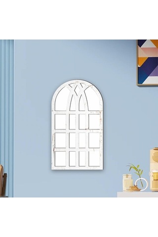 Pazly Suntek Monte Kemerli Duvara Dekoratif Camı Bölmesi Beyaz Ayna Akrilik Bp Beyaz