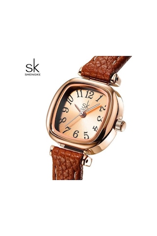 Novahub Kahverengi Shengke Sk İzle Kadın Kuvars Saat, Zarif Bayan Saat, Orijinal Relogio Feminino, 22mm Kadran, Deri Kordon, 3atm Su Geçirmez, Moda Ve Casual Çok Renkli