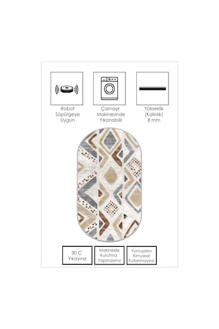 West Home Makinede Yıkanabilir Kaymaz Taban Leke Tutmaz Oval Mutfak Halısı Salon Halısı Ve Yolluk Wh 587 Multy Oval