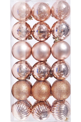 Xindoker 36 Adet 3 Cm Gül Altın Renkli Noel Ağacı Topu Süsü - Aile Parti Dekorasyonu